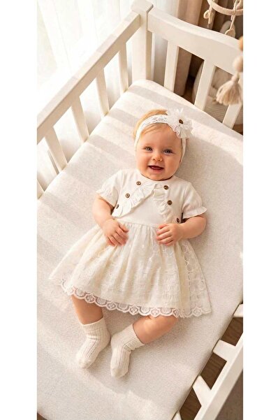 Bebila Baby Baby Girl Mevlütlük Dress Summer Bandana Lace Newborn 100% Cotton...
