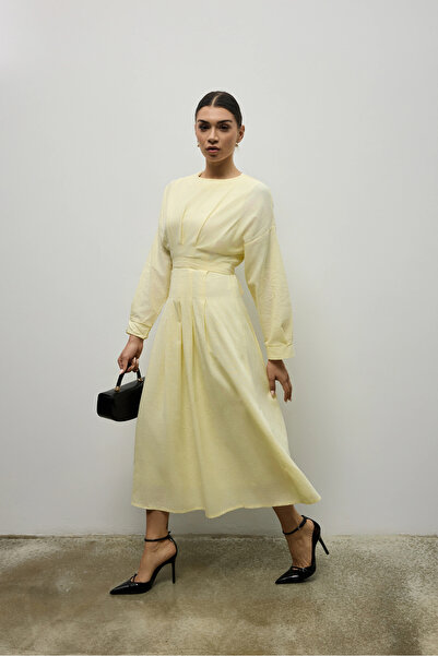 Lady Pixie Linen Pleated Detailed Dress