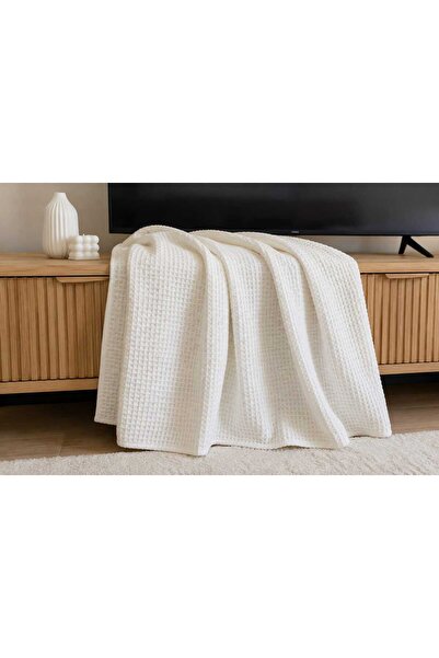 GİNETEKS Pătură tip waffle pentru televizor, husă multifuncțională 140x200 ecru