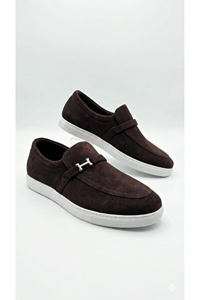 HERMES PARIS Mens Dark Brown Suede Luxurious loafers