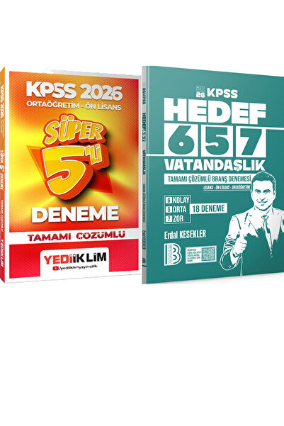 Yediiklim Yayınları Hedef 657 Vatandaşlık 18 Deneme - 2026 Kpss Ortaöğretim-Ö...