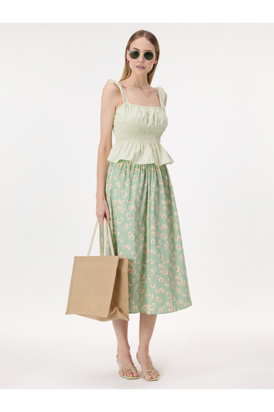 ORSAY Fustă midi de damă, verde deschis, cu model.