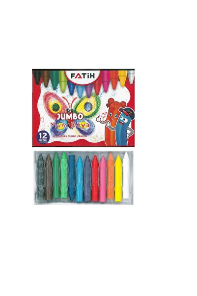 Fatih Mum Pastel Boya Wax Crayon Kalın 12 Renk Çok Renkli