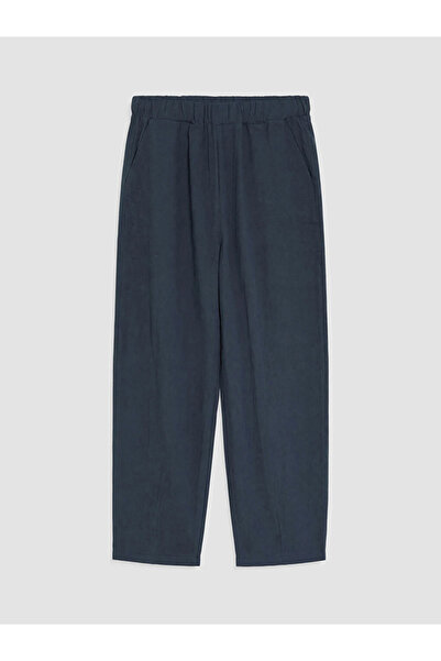 LC Waikiki Navy blue elastic waist women's muslin pants