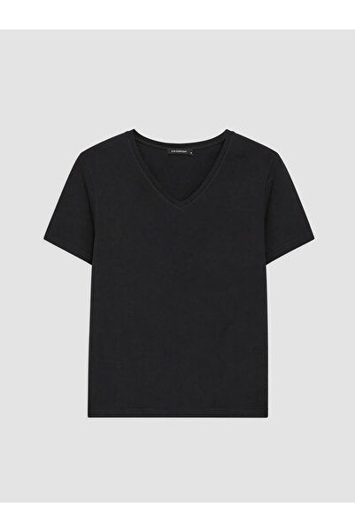 LC Waikiki Women's Black V-Neck T-Shirt