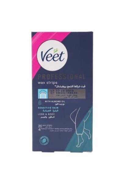 Veet Easy Gel Strips Wax for Sensitive Skin Body Hair Removal from Fit - 20 S...