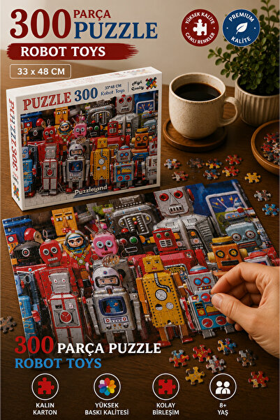kidssan games Puzzleland Robot Toys 300 Parça Puzzle | 33x48 cm | Kidssan
