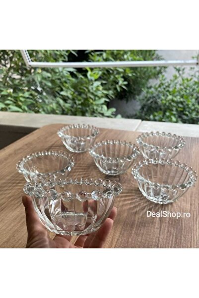 dealshopromania Set of 6 Transparent Glass Bubbles Bowls 12 cm Elegance and V...