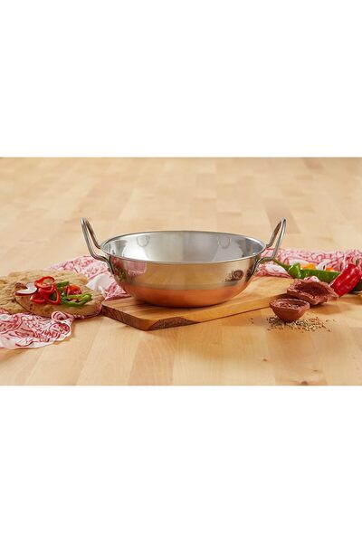 Blackstone Stainless Steel Kadai with Copper Base 29 cm 2.5 L Gas Compatible ...