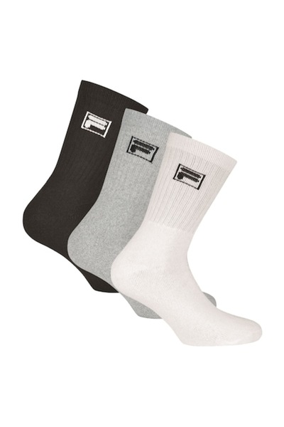 FILA Set șosete lungi unisex - 3 perechi, Negru, Gri, Alb, 35-38