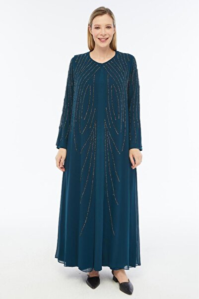 Sedef Moda Evi Fashion |   Plus Size Petrol Blue Mother's Evening Dress |   H...
