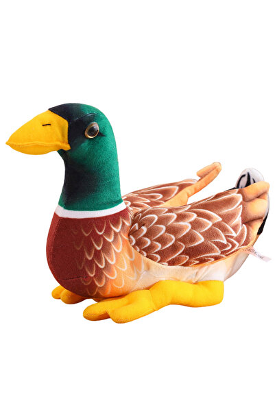 LeanToys Mascotă de pluș, jucărie de pluș rață, maro-verde, 28cm