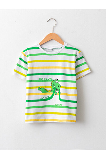 LC Waikiki Tricou de bumbac pentru băieți, cu mânecă scurtă, imprimat, cu gul...