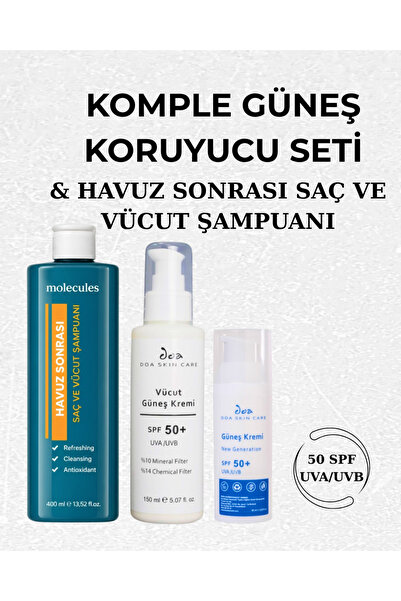 DOA KOZMETİK Komple Tatil & Plaj Bakım Seti - Havuz Sonrası Klor Arındırıcı Ş...