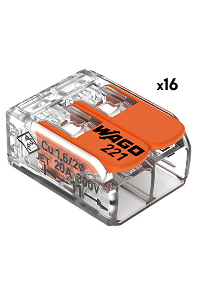 Lechpol WAGO 221-413 Conector de cablu cu levier subțire 2x4 mm² Set de 16