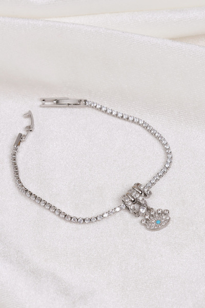 Süspüs Accessories Blue Eye Charm Waterway Silver Bracelet