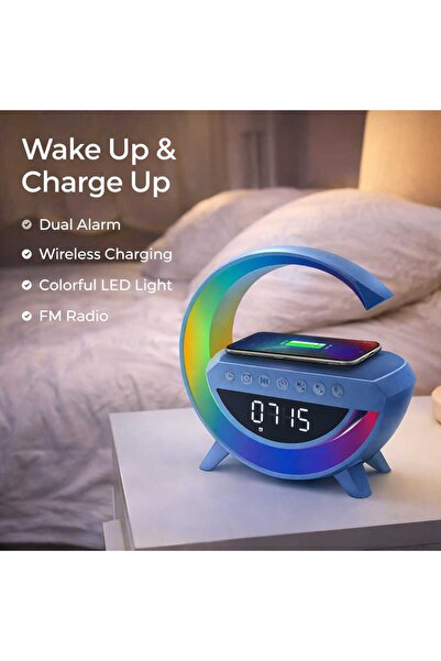 iqraafashion Wireless LED Charging Speaker Alarm Clock FM Radio Bluetooth