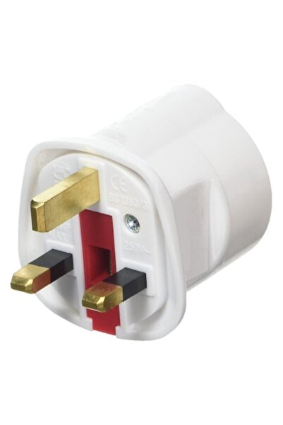 Electro Adaptor de priză UE-UK cu siguranță inclusă, Calitate premium, Alb