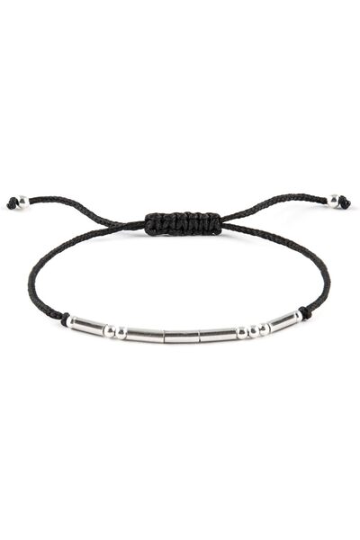 MINZA Morse Code Women's Bracelet, 925 Sterling Silver, Woven Braided Bracele...