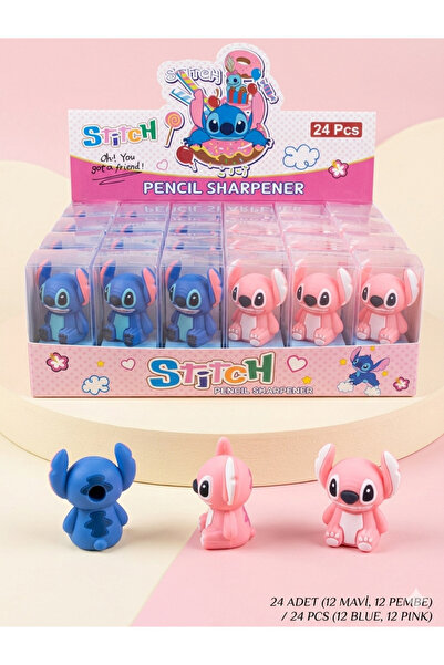 Mutluanlar Hediyelik Stich 3 Boyutlu Oyuncak Mavi Pembe figürlü 12 adet kutul...