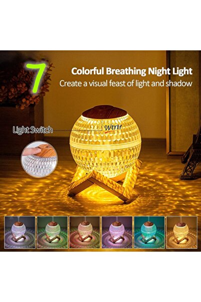 wtrtr Colorful Crystal Ball Bedroom Night Light Humidifier