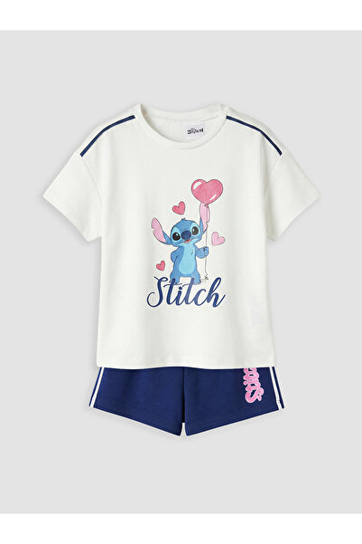 LC Waikiki Vizyon New Season Stitch Printed Girls' Shorts Set