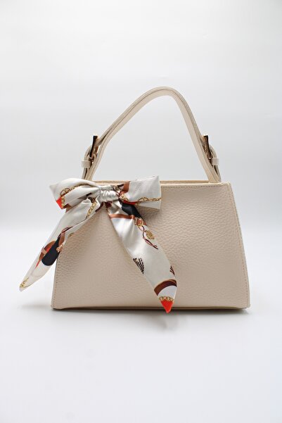 LASSO Women's Cream Medium Size Scarf Belt Handle Detailed Inner Pocket Zippe...