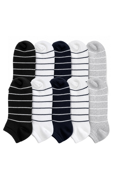 Barinoska Booties Socks 5-Pack 10-Pack Set 85% Cotton Striped Soft Comfortabl...
