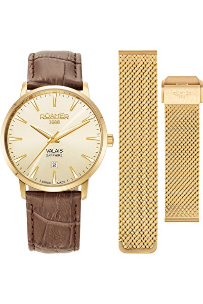 Roamer Set bărbați 988833 48 35 05 — maro clasic cu o brățară suplimentară