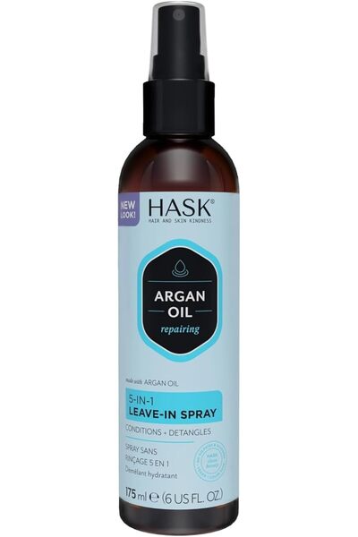 HASK زيت الأرغان 5 في 1 سبراي للشعر بدون شطف 175 مل، أسود