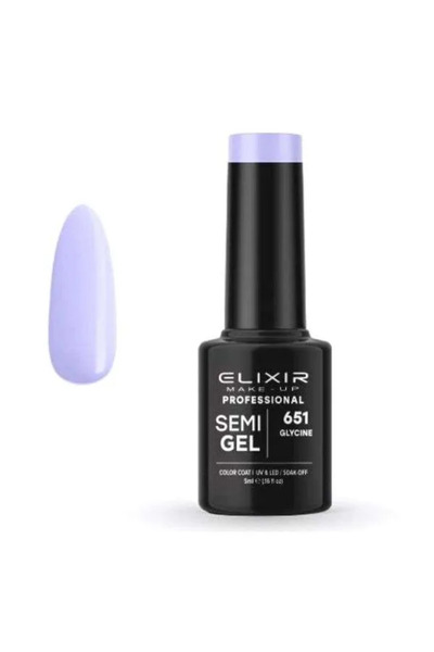 Elixir Επαγγελματικό Ημι-τζελ Ημι-μόνιμο Βερνίκι Νυχιών 651 Γλυκίνη Μωβ Ανοιχ...