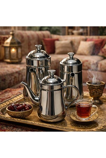 Lavera Stainless Steel Tea Cooler Pot Set of 3 - Modern and Luxurious Design ...