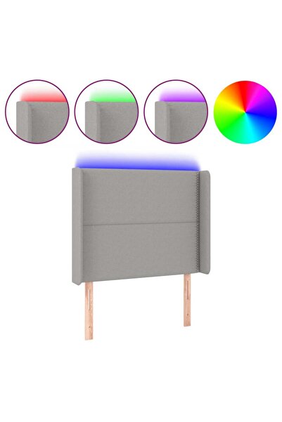 vidaxl Tăblie de pat cu LED, gri deschis, 93x16x118/128 cm, textil