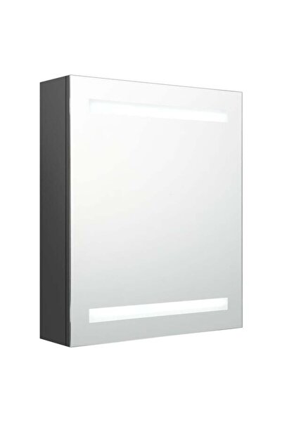 vidaxl Dulap de baie cu oglindă și LED-uri, gri, 50 x 14 x 60 cm