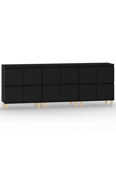 vidaxl Dulapuri, 3 buc., negre, 60 x 35 x 70 cm, lemn prelucrat