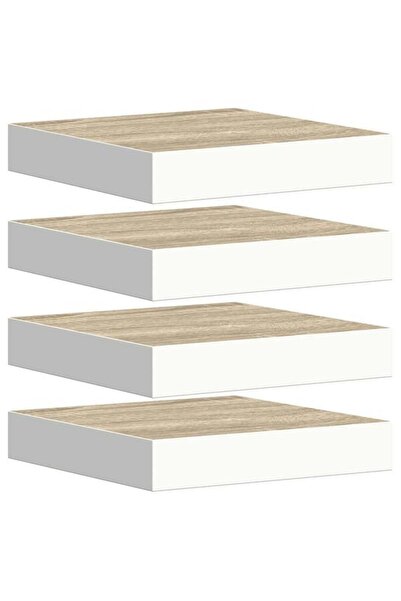 vidaxl Rafturi de perete suspendate 4 buc. alb/stejar 23 x 23.5 x 3.8 cm MDF