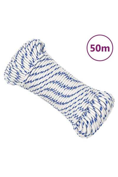 vidaxl Frânghie de barcă, albă, 5 mm, 50 m, polipropilenă