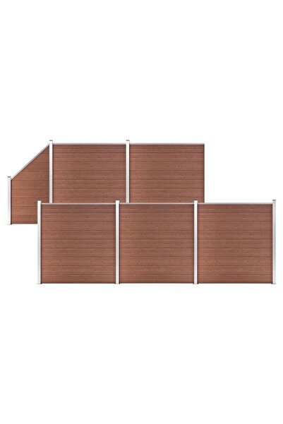 vidaxl Set de panouri de gard, 5 pătrate + 1 oblică, Maro, 965 x 186 cm, WPC