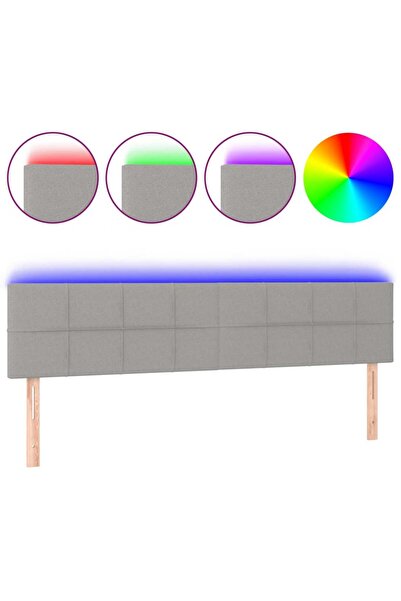 vidaxl Tăblie de pat cu LED, gri deschis, 180x5x78/88 cm, textil
