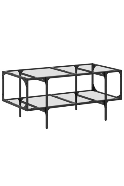 vidaxl Măsuță de cafea cu blat sticlă transparentă 98,5x50x45 cm oțel