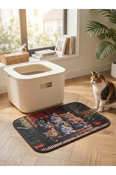 Başak Ev Tekstili Double Layered Screened Cat Toilet Mat Front Mat Cat Litter...