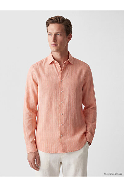 LC Waikiki Peak New Season Regular Fit Striped 100% Linen Men's Shirt