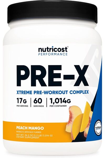 Nutricost Pre-X Xtreme PreWorkout Powder Complex, Peach Mango, 60 Servings, V...