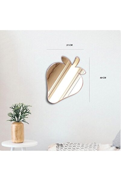 horoof home Strawberry-Shaped Silver Acrylic Mirror Wall Art – 40x31 cm, 3mm ...