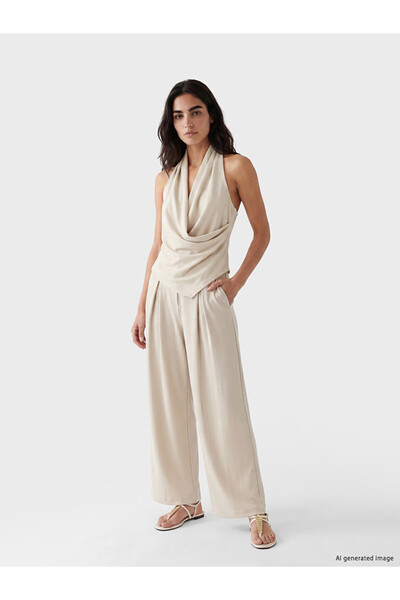 LC Waikiki Draped Collar Asymmetrical Cut Blouse