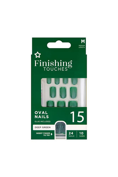 SUPERDRUG Finishing Touches Takma Tırnak Yeşil 24'lü — Doğal Görünüm, Kolay U...