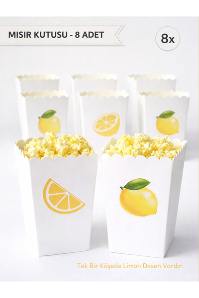 parti pera Limon Temalı Mısır Kutusu Popcorn 8 Adet