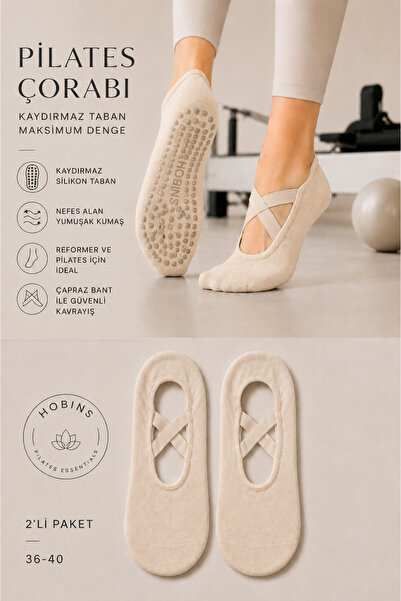 Hobins Sportswear & Company 2 Pairs of Non-Slip Sole Pilates and Yoga Socks f...