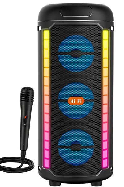 Zineets Bluetooth Hoparlör Parti Hoparlörü Karaoke Mikrofon Hediyeli Işıklı S...