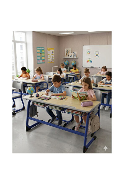 shopandshop kids Classroom Study Table with Dual Chairs | Metal Frame & Lamin...